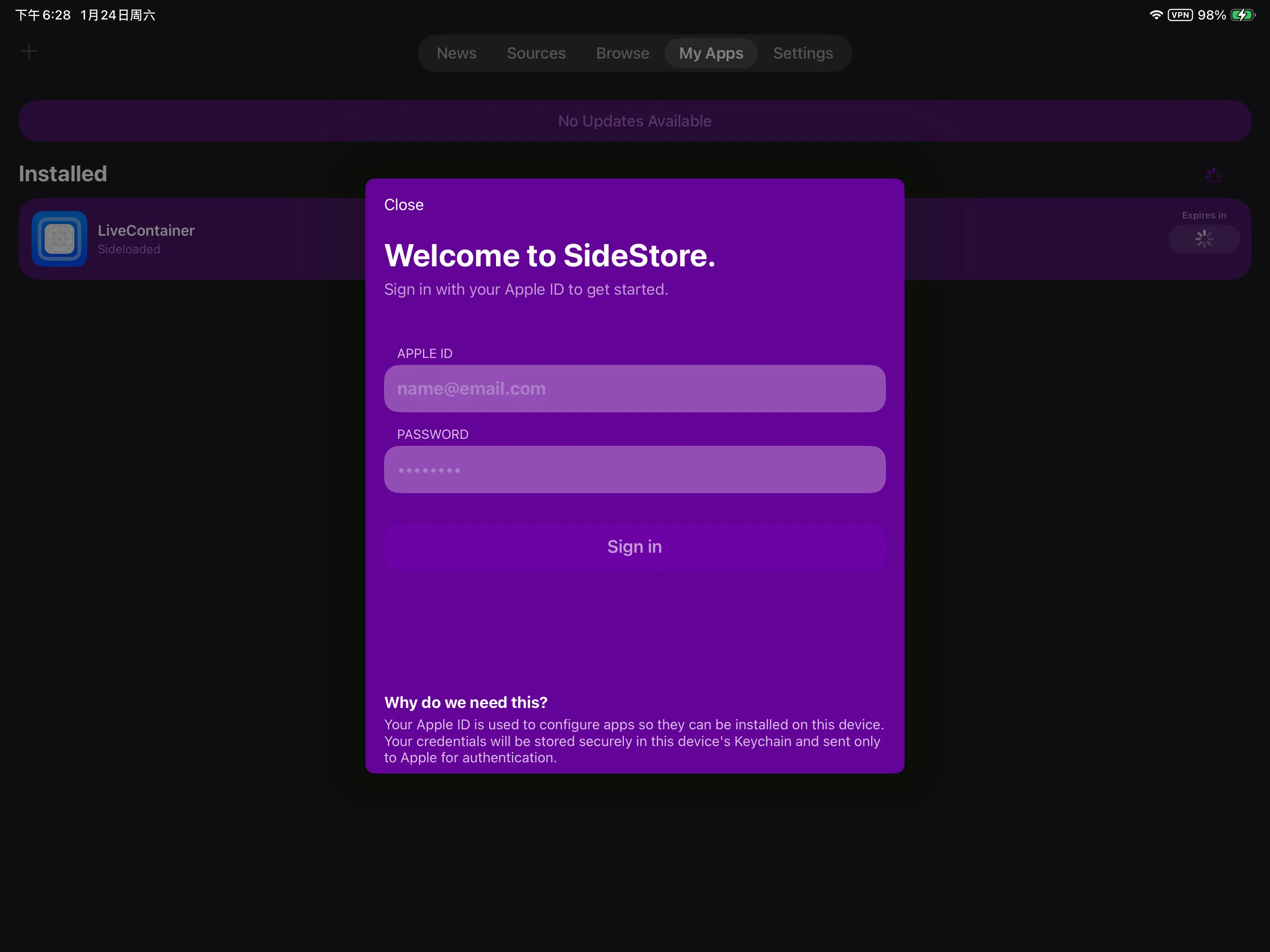 Refresh Apps in SideStore